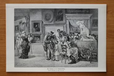 Wood Engraving Sunday at the Art Exhibition 1884 after Art Artist